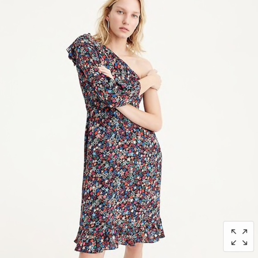 J. Crew One Shoulder Kaleidoscope Star Print Dress
